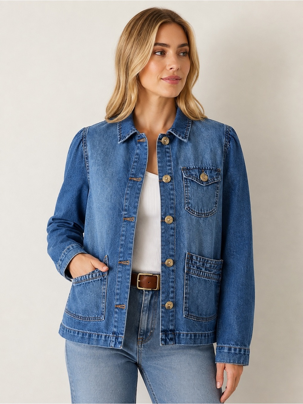 Curve Appeal Women's Blue Denim Jacket size Large